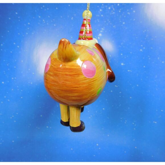 Dog Christmas Ornament Hanging Ceramic Hound Moving Legs Novelty Chunky Animal - Picture 4 of 7